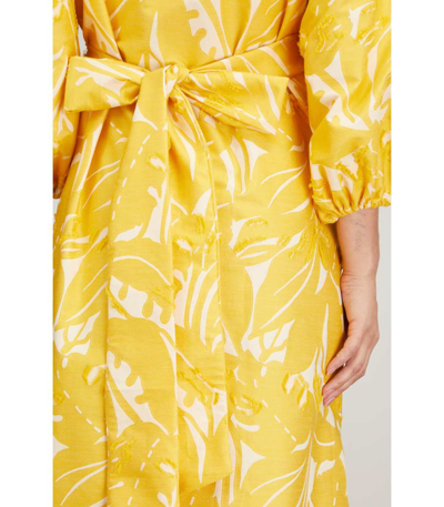 Shop Ann Mashburn Analia Wrap Dress In Mango Floral In Yellow