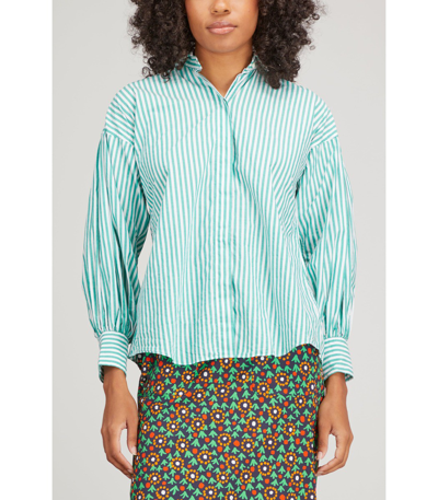 Shop Ann Mashburn Paulina Shirt In Grass Chambray Stripe In Multi
