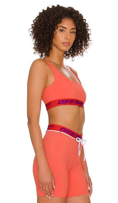 Shop Off-white Athleisure Logo Band Bra In Coral & Red