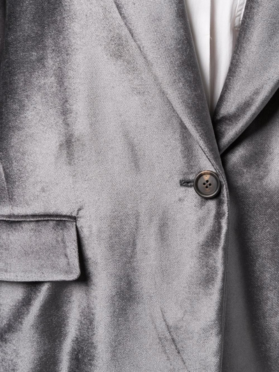Shop Brunello Cucinelli Chain-trim Single-breasted Blazer In Grey