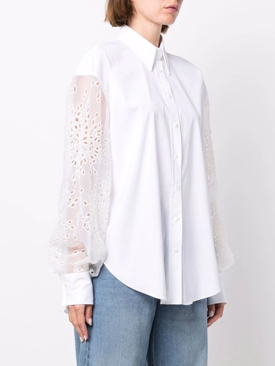 Shop Brunello Cucinelli Broderie-anglaise Panelled Shirt In White