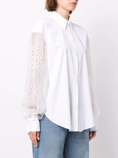 Brunello Cucinelli Broderie Anglaise Long-sleeved Shirt In White