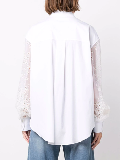 Brunello Cucinelli Broderie Anglaise Long-sleeved Shirt In White