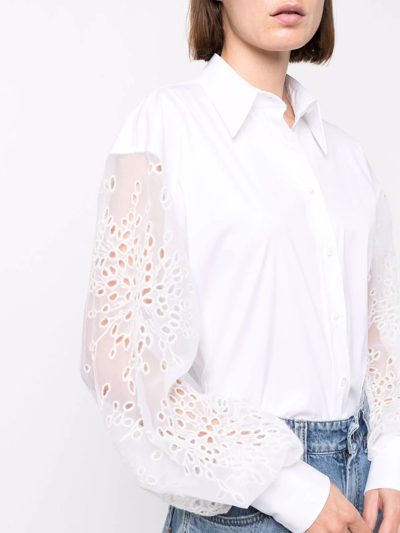 Brunello Cucinelli Broderie Anglaise Long-sleeved Shirt In White