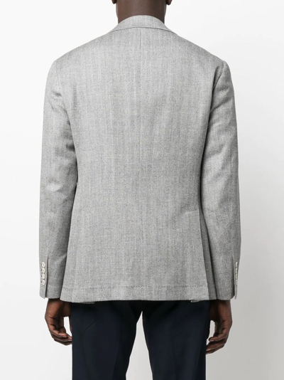 Shop Brunello Cucinelli Woven Wool Blazer In Grey