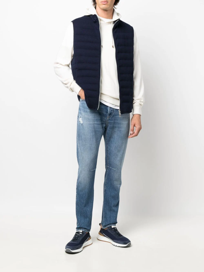 Shop Brunello Cucinelli Quilted Zip-up Gilet In Blue