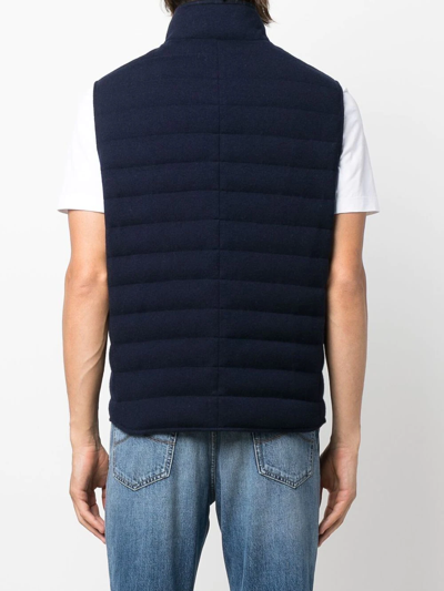 Shop Brunello Cucinelli Quilted Zip-up Gilet In Blue