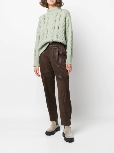 Brunello Cucinelli Tapered-leg Woven Trousers In Brown