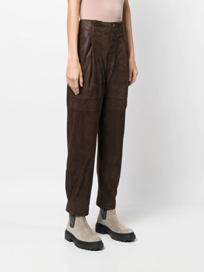 Brunello Cucinelli Tapered-leg Woven Trousers In Brown