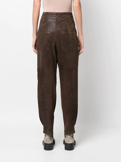 Brunello Cucinelli Tapered-leg Woven Trousers In Brown