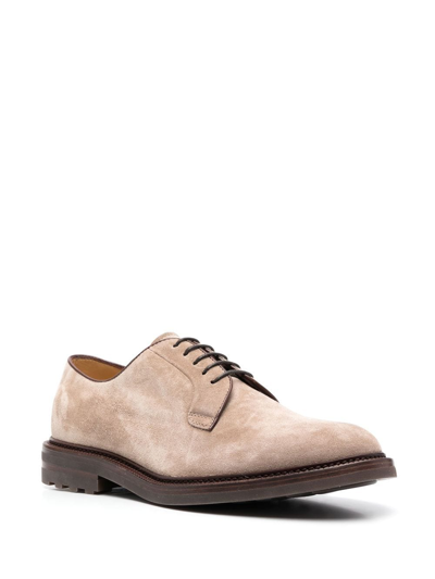 Brunello Cucinelli Suede Derby Shoes In Orange