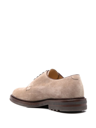 Brunello Cucinelli Suede Derby Shoes In Orange