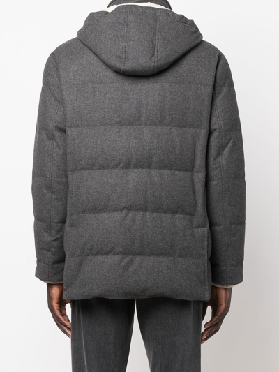Shop Brunello Cucinelli Feather-down Padded Coat In Grey