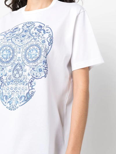 Shop Junya Watanabe Skull-print Cotton T-shirt In Weiss