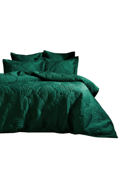 Shop Paoletti Palmeria Velvet Quilted Duvet Set (emerald Green) (twin) (uk