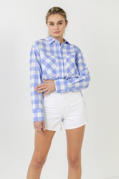 Shop English Factory Gingham Checked Shirts In Blue