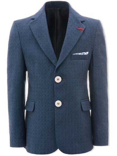 Shop Moustache Embroidered Single-breasted Blazer In Blue