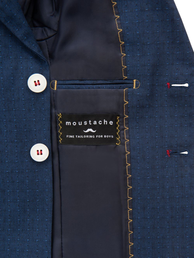 Shop Moustache Embroidered Single-breasted Blazer In Blue