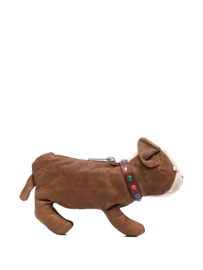 Shop Moschino Dog-shaped Textured Clutch In Brown