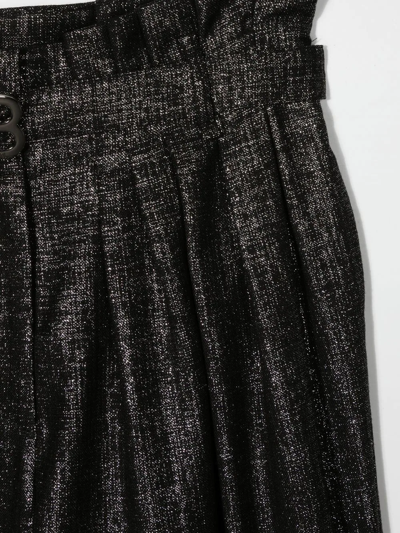 Balmain Metallic-finish Belted Trousers In Black