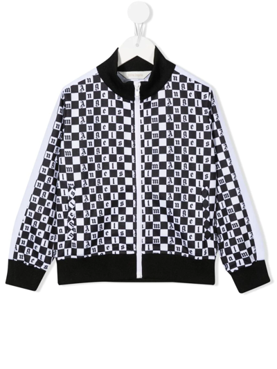 Shop Palm Angels Logo Check Print Jacket In White