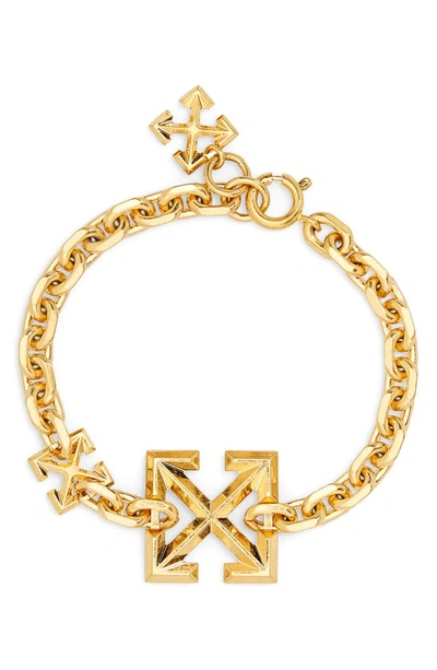 Shop Off-white Arrow Pendant Bracelet In Gold