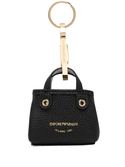 Shop Emporio Armani Logo-print Bag Key Ring In Black