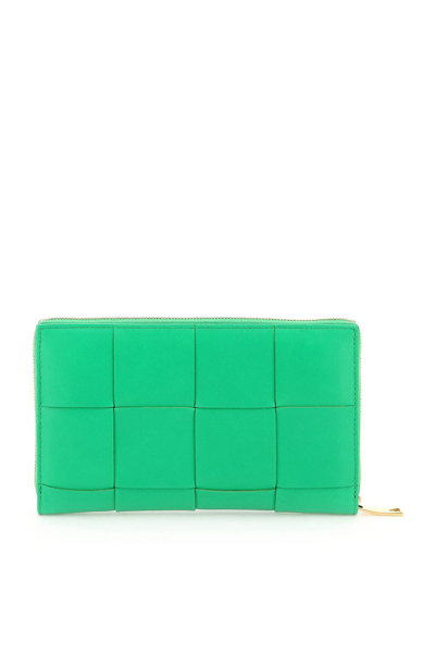 Shop Bottega Veneta Nappa Leather Zip-around Wallet In Green