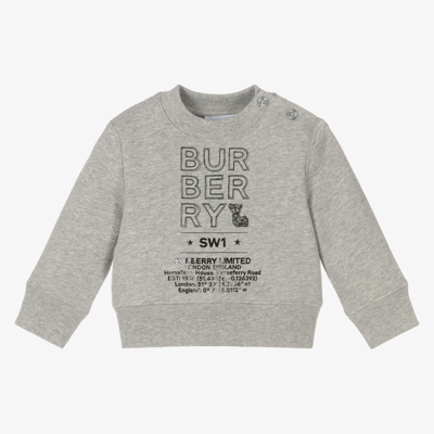 Shop Burberry Baby Boys Grey Logo Sweatshirt