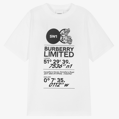 Shop Burberry Teen Girls White Logo T-shirt