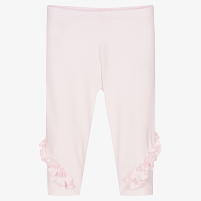 Shop Monnalisa Girls Pink Cotton Ruffle Leggings