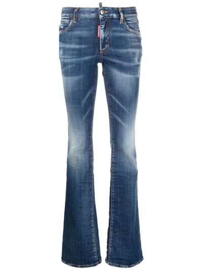 Shop Dsquared2 Blue Low Rise Flared Jeans