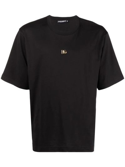 Shop Dolce & Gabbana Logo Plaque Black T-shirt In Nero