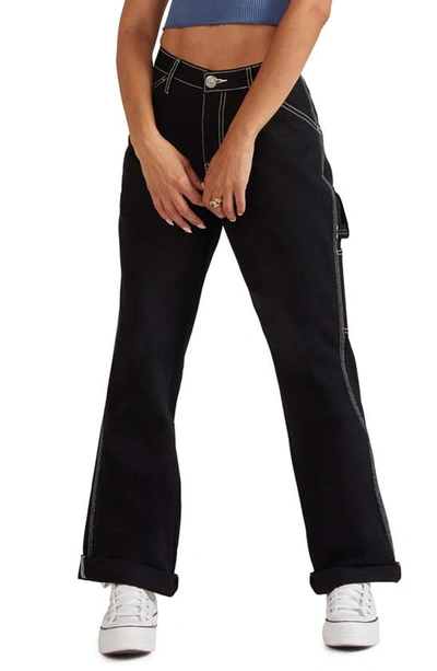 Shop Fivestar General Cali High Waist Cotton Carpenter Pants In Black