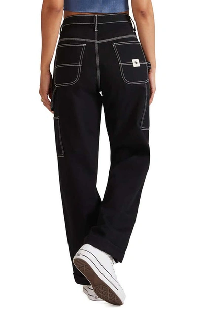 Shop Fivestar General Cali High Waist Cotton Carpenter Pants In Black