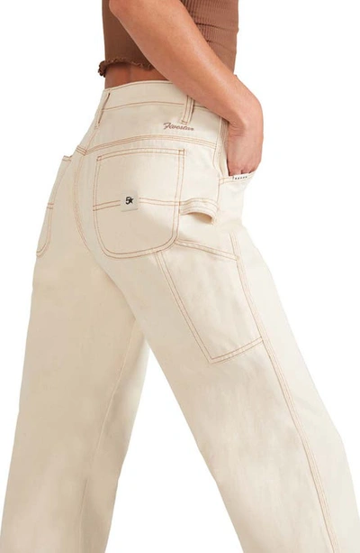Shop Fivestar General Cali High Waist Cotton Carpenter Pants In Natural