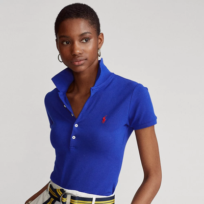 Shop Ralph Lauren Slim Fit Stretch Polo Shirt In Heritage Royal/c3870