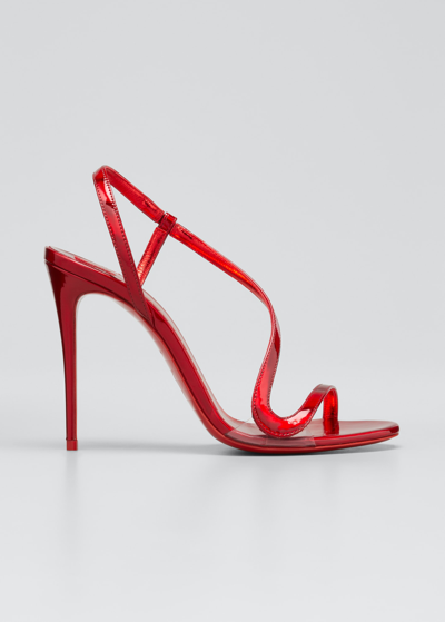Shop Christian Louboutin Rosalie Patent Red Sole Stiletto Sandals In Psychic Loubi