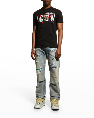Shop Dsquared2 Men's Icon Splatter Cool T-shirt In Black