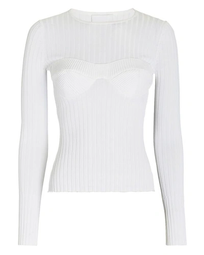 Shop Aknvas Faye Rib-knit Top In White