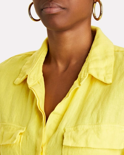 Shop L Agence Cameron Linen Maxi Shirt Dress In Yellow