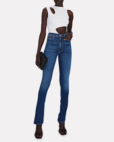 Shop Mother Runaway High-waisted Skinny Jeans In Denim