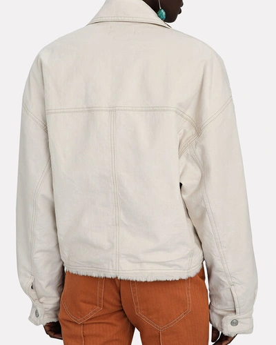 Shop Isabel Marant Paoleta Faux Shearling-lined Denim Jacket In Ivory