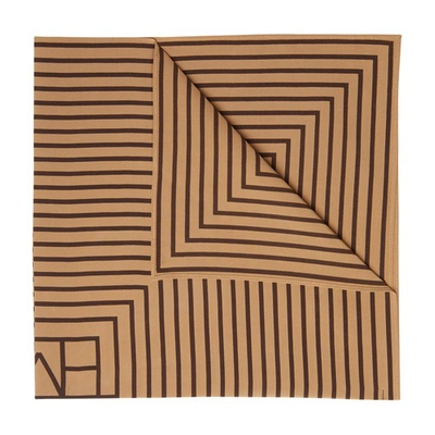 Totême Signature Monogram Silk Scarf Dark Brown In Dark Brown