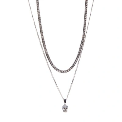 Shop Alexander Mcqueen Double Chain Necklace In 0446 Sw