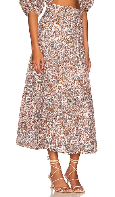 Shop Minkpink Jedda Belted Midi Skirt In Tan