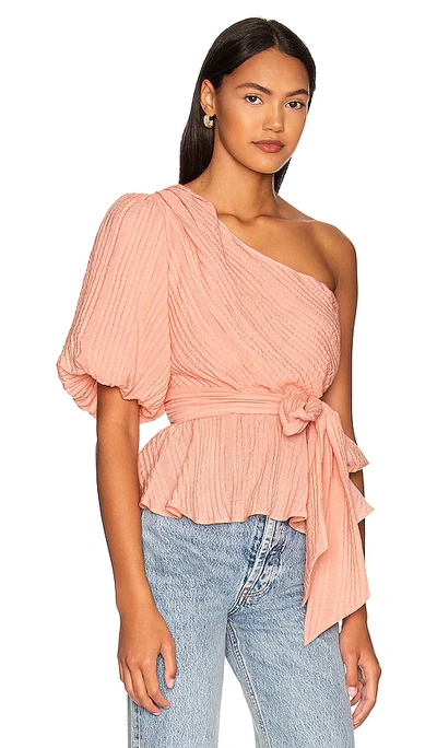 Shop Minkpink Vera One Shoulder Top In Peach