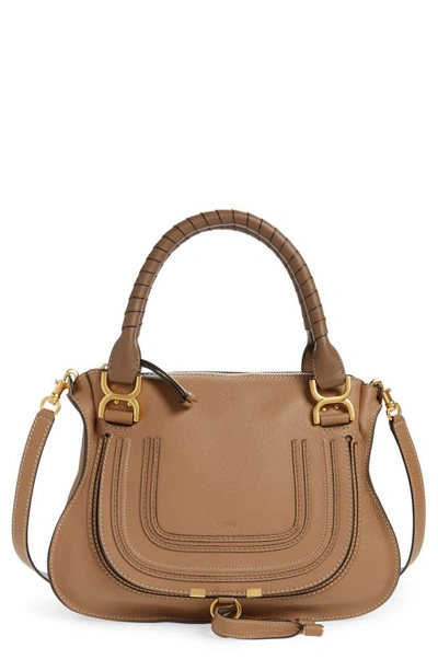 Shop Chloé Medium Marcie Calfskin Leather Satchel In Nut