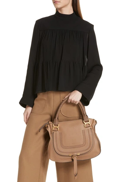 Shop Chloé Medium Marcie Calfskin Leather Satchel In Nut