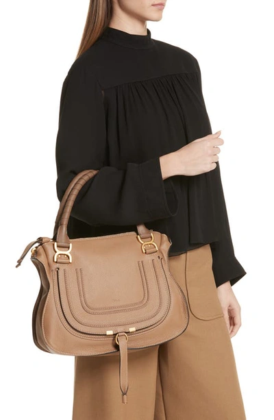 Shop Chloé Medium Marcie Calfskin Leather Satchel In Nut